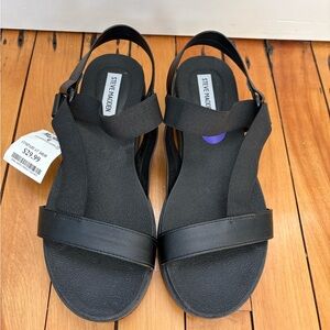 Steve Madden Black Elastic Strappy Slingback Sandals